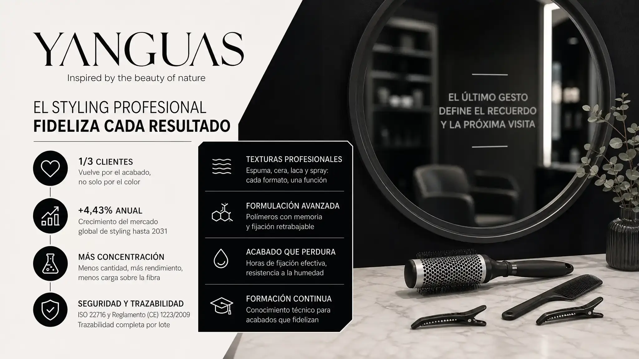 El acabado define si el cliente regresa. Así funciona el styling profesional: formulación, texturas, certificación y criterios para elegir proveedor.