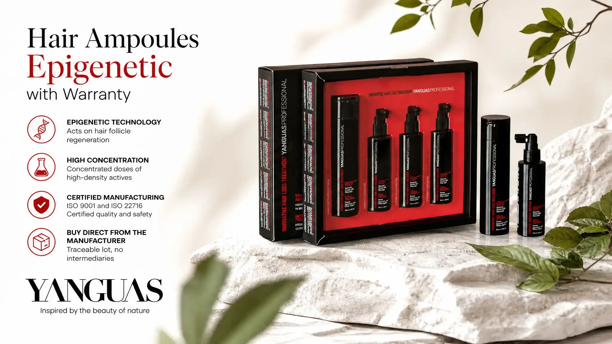 Buy epigenetic anti-hair loss ampoules directly from the manufacturer. No intermediaries, certified formula, and full batch traceability.